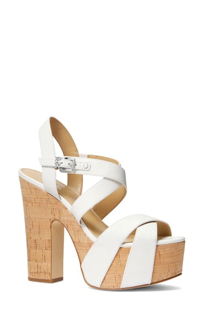 Michael Michael Kors Women's Suki 125mm Leather Platform Sandals In Optic  White | ModeSens