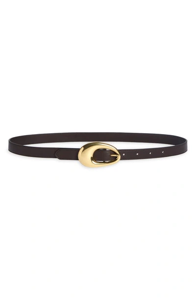 Shop Bottega Veneta Drop Buckle Leather Belt In 2190 Fondant-m Brass