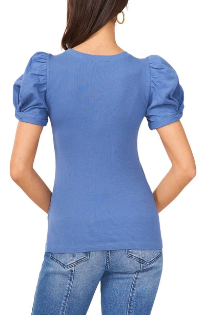 Shop 1.state Puff Sleeve Rib Knit T-shirt In Capri Blue