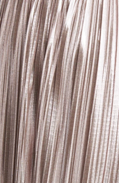 Shop Eliza J Metallic Stripe Sleeveless Gown In Blush