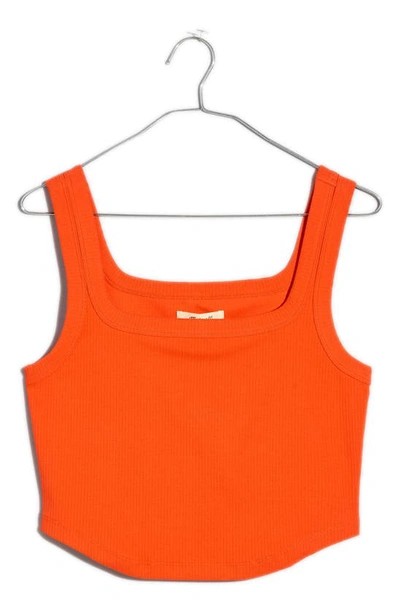 Shop Madewell The Tailored Sleekhold Crop Tank In Bright Poppy