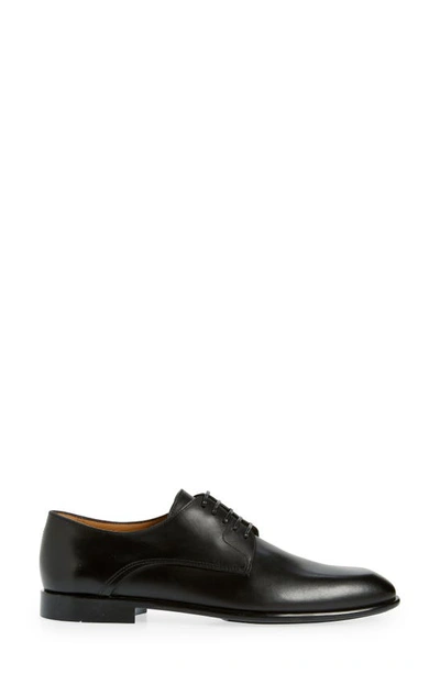 Ferragamo Fosco Plain Toe Calfskin Derby In Nero