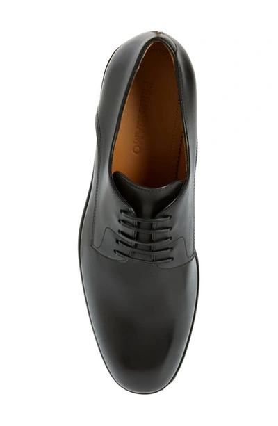 Ferragamo Fosco Plain Toe Calfskin Derby In Nero