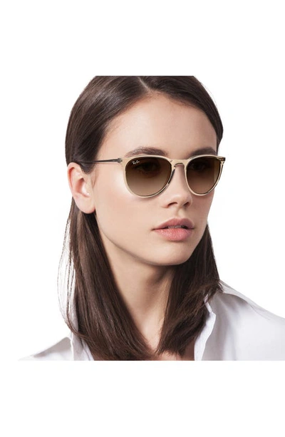 Shop Ray Ban Erika 54mm Gradient Round Sunglasses In Brown/ Brown Gradient