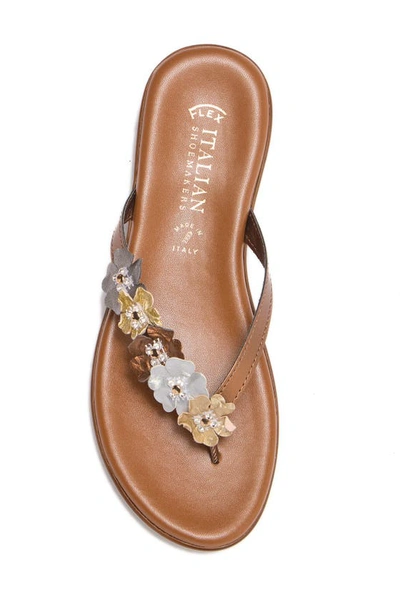 Shop Italian Shoemakers Emina Floral Flip Flop In Metallic Multi