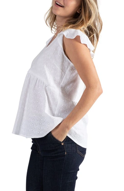 Shop Cache Coeur Suzanne Maternity/nursing Top In White Embroidered