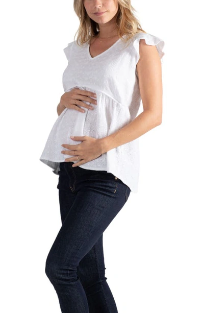 Shop Cache Coeur Suzanne Maternity/nursing Top In White Embroidered