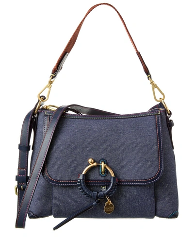Shop See By Chloé Joan Small Canvas Shoulder Bag In Blue