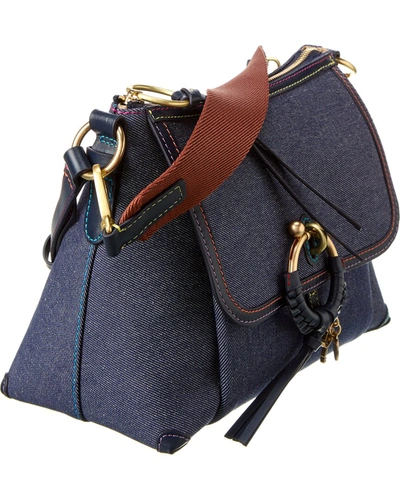 Shop See By Chloé Joan Small Canvas Shoulder Bag In Blue