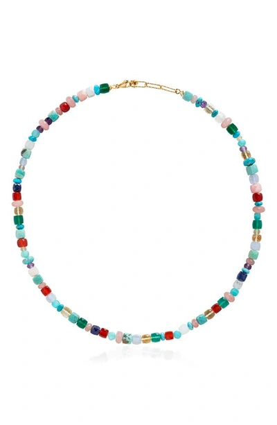 Shop Monica Vinader Freedom Beaded Gemstone Necklace In Yellow Gold