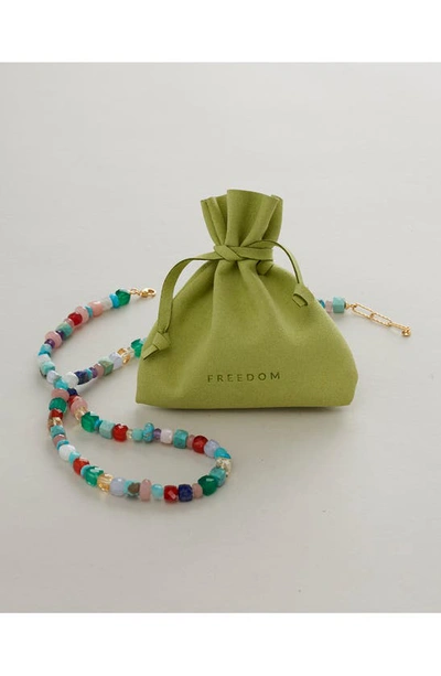 Shop Monica Vinader Freedom Beaded Gemstone Necklace In Yellow Gold