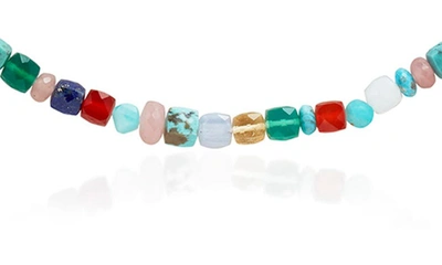 Monica Vinader Gold Freedom Multi Gemstone Beaded Necklace Freedom Stones In Yellow Gold