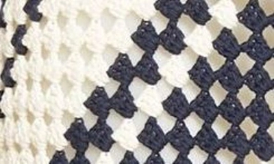 Shop Zimmermann Cotton Crochet Cover-up Skirt In Cream/ Navy