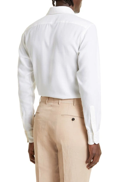 Shop Zegna Cashco Cotton & Cashmere Button-up Shirt In White