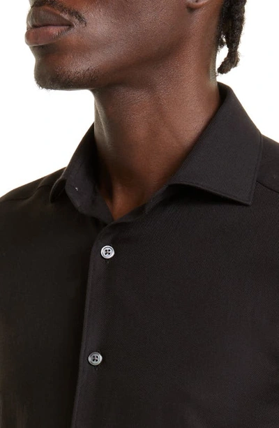 Shop Zegna Cashco Cotton & Cashmere Button-up Shirt In Black