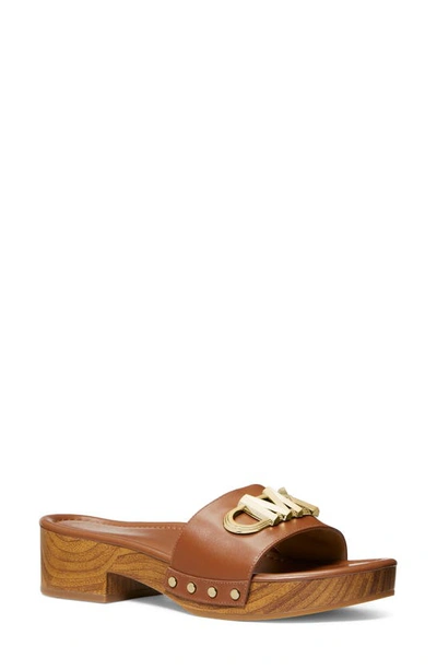 Shop Michael Michael Kors Parker Slide Sandal In Luggage