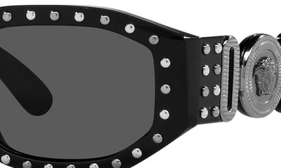 Shop Versace Biggie 53mm Round Sunglasses In Crystal Grey