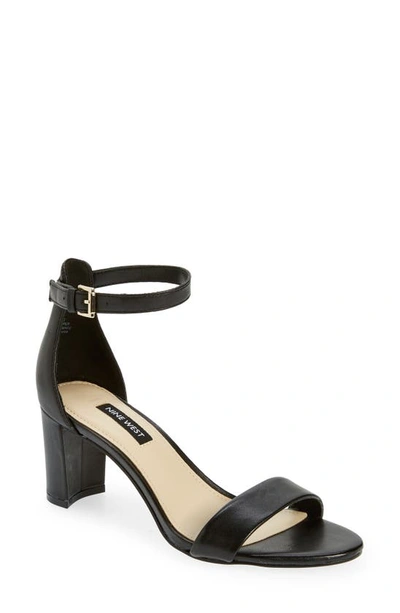 Shop Nine West Pruce Ankle Strap Sandal In Black Leather