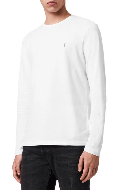 Shop Allsaints Brace Long Sleeve Crewneck Organic Cotton T-shirt In Optic White