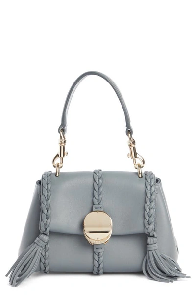Shop Chloé Mini Penelope Leather Crossbody Satchel In Storm Blue 41a
