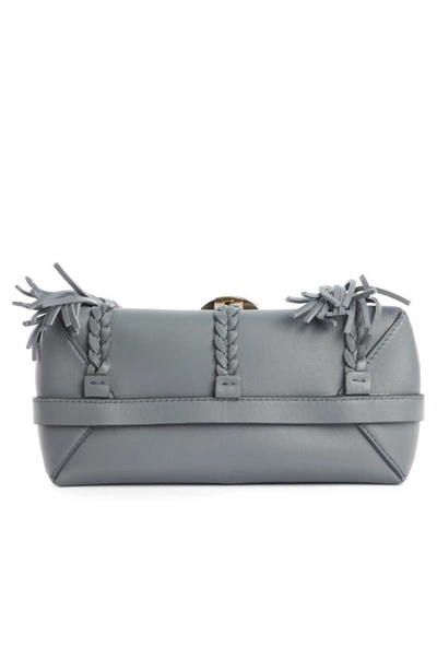 Shop Chloé Mini Penelope Leather Crossbody Satchel In Storm Blue 41a