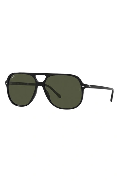 Ray Ban 60mm Square Polarized Sunglasses In Black/ Green