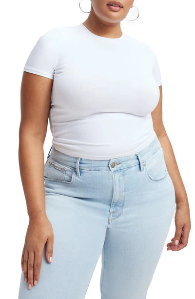 Good American Rhinestone Embellished Crewneck Short Sleeve T-shirt In White