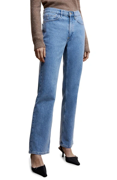 Shop Mango Straight Leg Jeans In Medium Blue