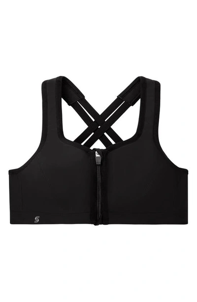 Shop Glamorise Full Figure Zip-up Sports Bra In Black