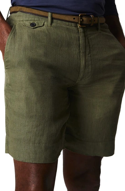 Billy Reid Moore Linen Shorts In Olive