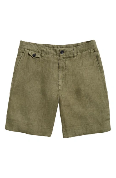 Billy Reid Moore Linen Shorts In Olive