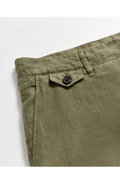 Billy Reid Moore Linen Shorts In Olive