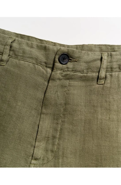 Billy Reid Moore Linen Shorts In Olive