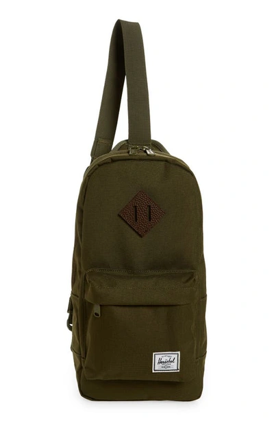 Shop Herschel Supply Co Heritage Sling Pack In Ivy Green/ Chicory Coffee