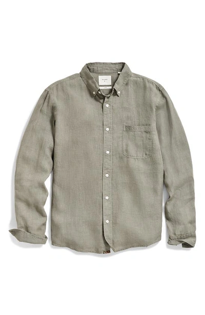 Shop Billy Reid Tuscumbia Standard Fit Linen Button-down Shirt In Slate Green