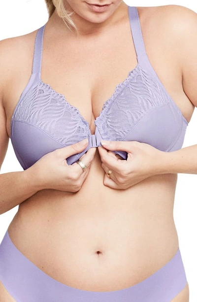 Glamorise Women's Plus Size Wonder Wire Front Close T-back Bra 1246 In Soft Lilac