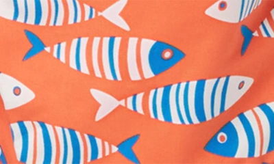 Shop Tom & Teddy Kids' Fish Swim Trunks In Striped Orange