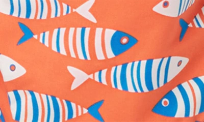 Tom & Teddy Boys' Fish Print Swim Trunks - Little Kid, Big Kid In Striped Orange