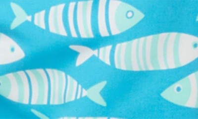 Tom & Teddy Little Boy's & Boy's Fish Print Swim Shorts In Striped Blue