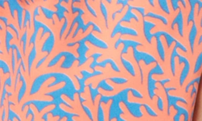 Tom & Teddy Boys' Coral Print Swim Trunks - Little Kid, Big Kid In Mid Blue & Orange