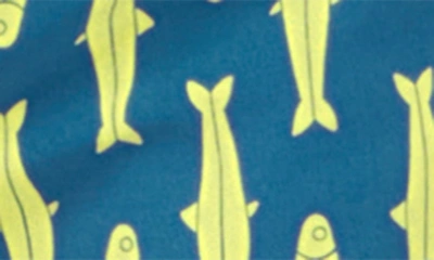 Shop Tom & Teddy Kids' Sardines Swim Trunks In Navy & Yellow