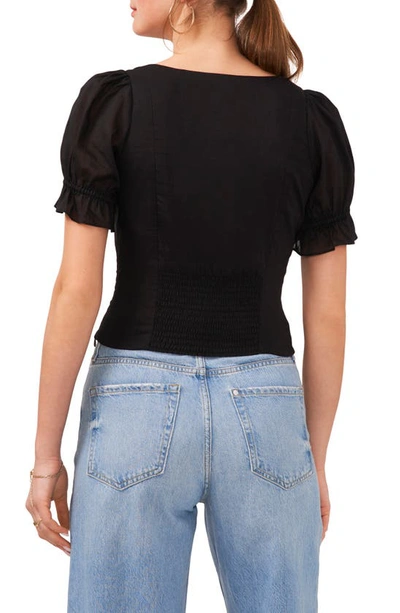 Shop 1.state Puff Sleeve Cotton Top In Rich Black