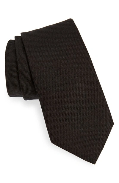 Shop Hugo Boss Solid Black Silk Tie