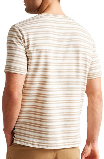 Shop Ted Baker Vadell Stripe Cotton & Linen Crewneck T-shirt In Light Brown
