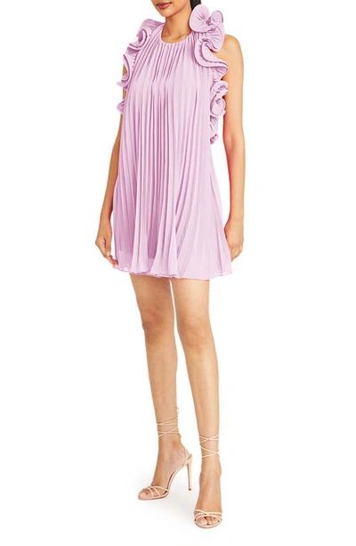 Shop Amur Mimi Pleated Ruffle Dress In Lilac Petal