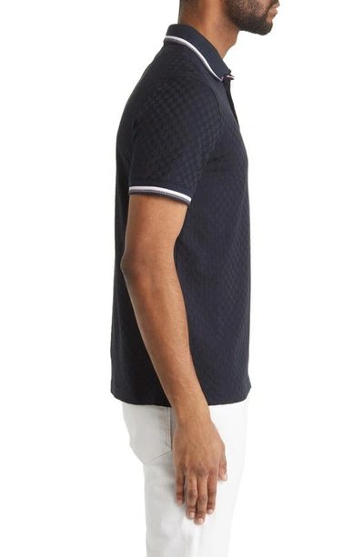 Shop Ted Baker Palos Regular Fit Textured Cotton Knit Polo In Navy