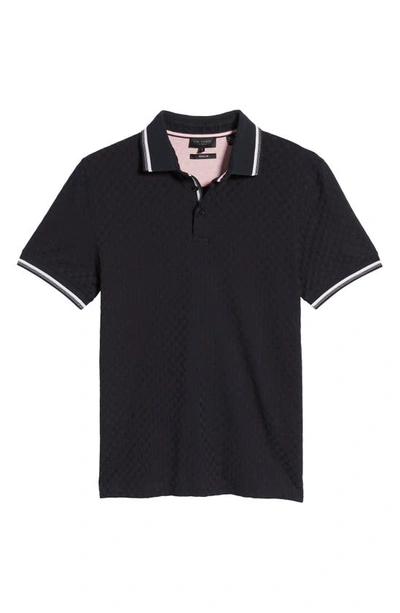 Shop Ted Baker Palos Regular Fit Textured Cotton Knit Polo In Navy