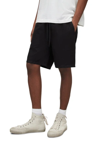 Shop Allsaints Hanbury Cotton & Linen Shorts In Jet Black