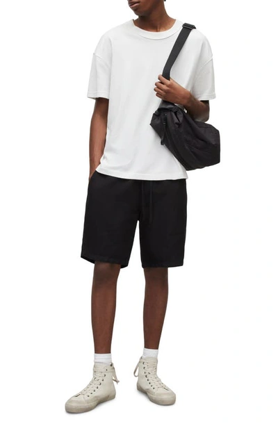 Shop Allsaints Hanbury Cotton & Linen Shorts In Jet Black
