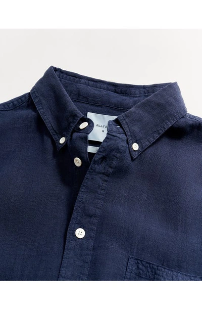 Shop Billy Reid Tuscumbia Standard Fit Short Sleeve Linen Button-down Shirt In Midnight Blue